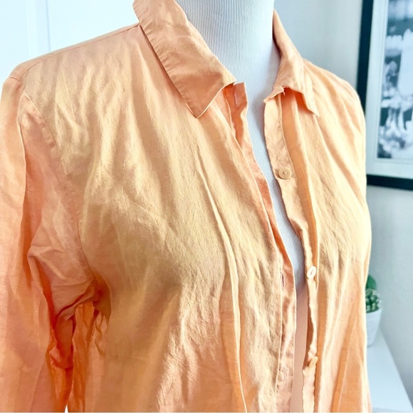 Eileen Fisher Sunburnt orange Cotton Button Up Top - Picture 6 of 11